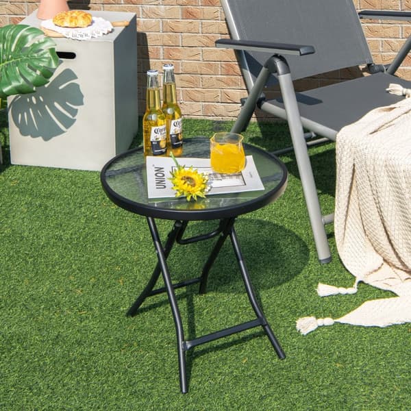 Sammenklappeligt terrassebord, 46x46x47 cm, Sort