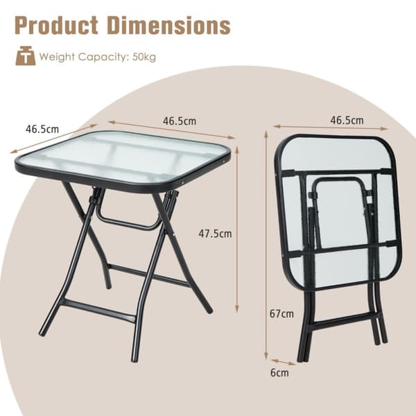 Foldbart sofabord, 46,5x46,5x47,5 cm, sort