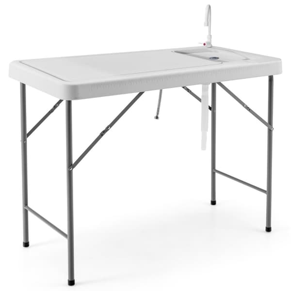 Portabel fiskrensningstabell, 115x59x93.5 cm, vit