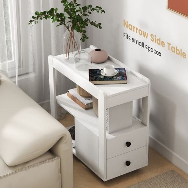 Sidebord, 65x30x62 cm, Hvid