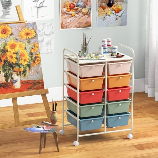 Rullende opbevaringsvogn, 26x14.5x34 tommer, Multifarvet