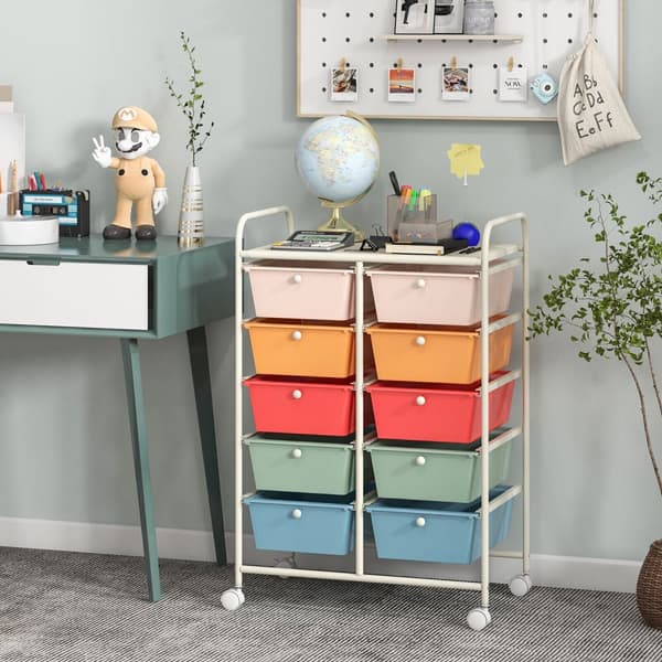Rullende opbevaringsvogn, 26x14.5x34 tommer, Multifarvet