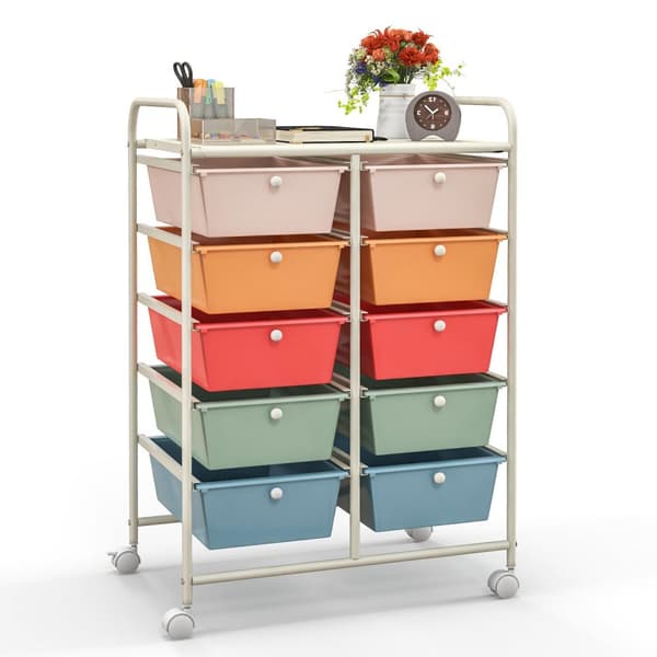 Rullende opbevaringsvogn, 26x14.5x34 tommer, Multifarvet