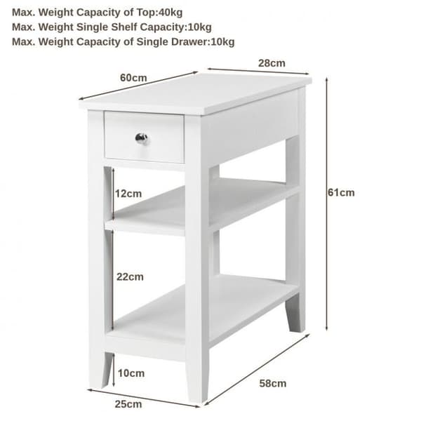 Slutbord, 24x12x24.5 tommer, Sort