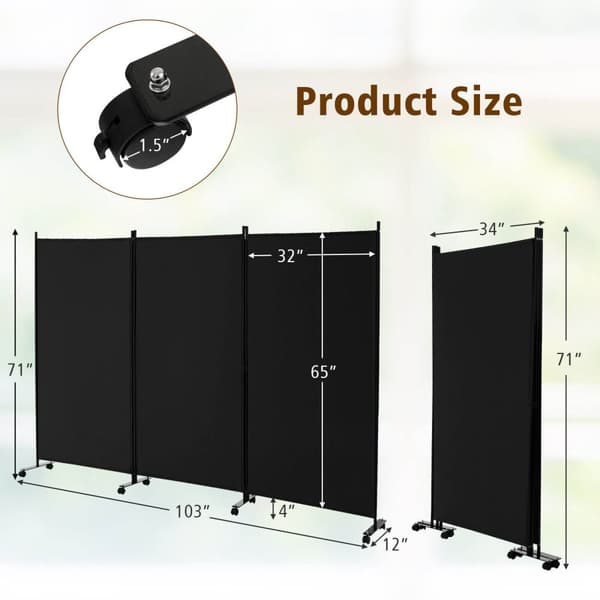 Rumsdeler, 103x12x71 tommer, Sort