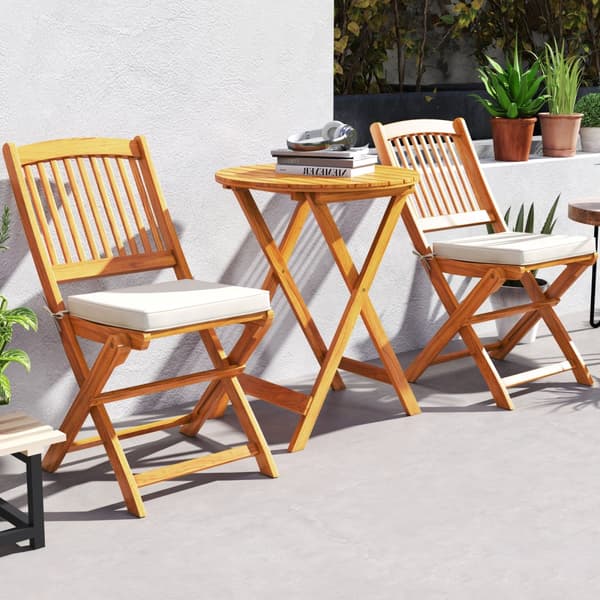 Patio Folding Bistro Set, 18,5x23,5x33,5 tuumaa, luonnonbeige