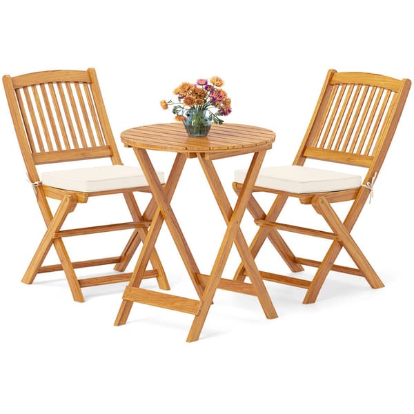 Patio Folding Bistro Set, 18,5x23,5x33,5 tuumaa, luonnonbeige