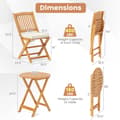 Pikkukuva 5 / 8: Patio Folding Bistro Set, 18,5x23,5x33,5 tuumaa, luonnonbeige