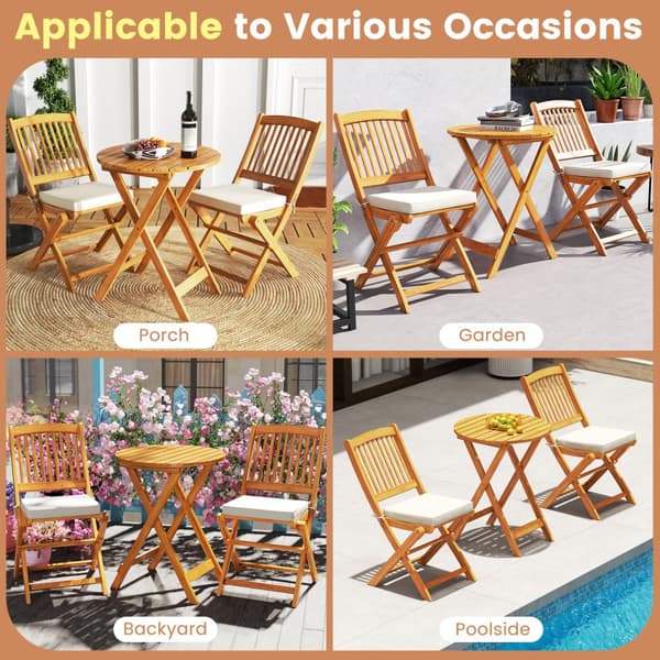 Patio Folding Bistro Set, 18,5x23,5x33,5 tuumaa, luonnonbeige