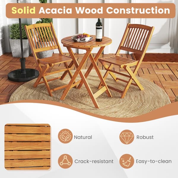 Patio Folding Bistro Set, 18,5x23,5x33,5 tuumaa, luonnonbeige