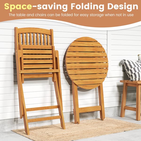 Patio Folding Bistro Set, 18,5x23,5x33,5 tuumaa, luonnonbeige