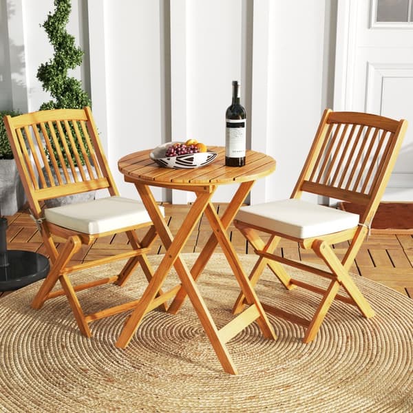 Patio Folding Bistro Set, 18,5x23,5x33,5 tuumaa, luonnonbeige