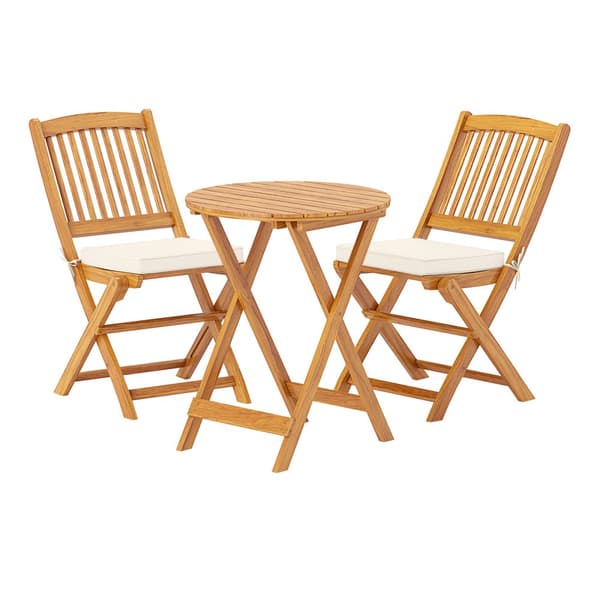 Patio Folding Bistro Set, 18,5x23,5x33,5 tuumaa, luonnonbeige