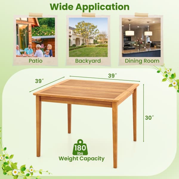 Spisebord, 39x39x30 tommer, Natur