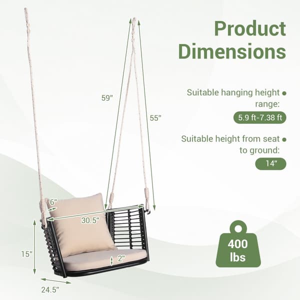 Riippuva istuin, 30,5x24,5x15 tuumaa, ruskea, beige