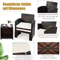 Miniatyrbillede 3 af 6: Rattanmøbelssæt, 59x53,5x77,5 cm, 40x40x40 cm, 49x40x33 cm, Brun og Hvid