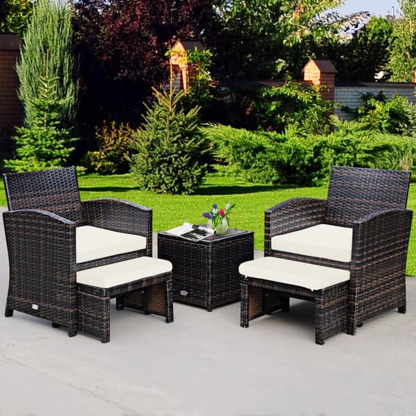 Rattanmøbelssæt, 59x53,5x77,5 cm, 40x40x40 cm, 49x40x33 cm, Brun og Hvid