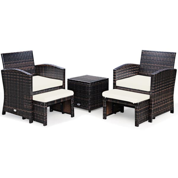 Rattanmøbelssæt, 59x53,5x77,5 cm, 40x40x40 cm, 49x40x33 cm, Brun og Hvid