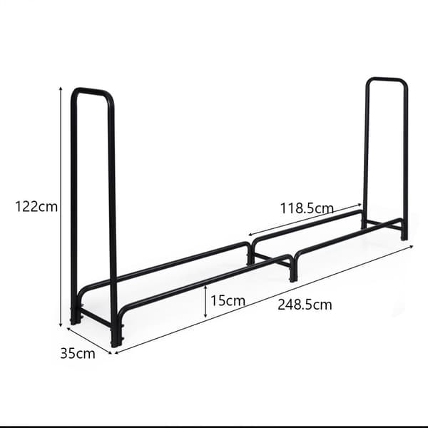 Brændeklodsopbevaringsstativ, 248,5cm x 35cm x 122cm, Sort