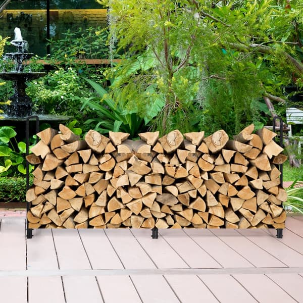 Brændeklodsopbevaringsstativ, 248,5cm x 35cm x 122cm, Sort