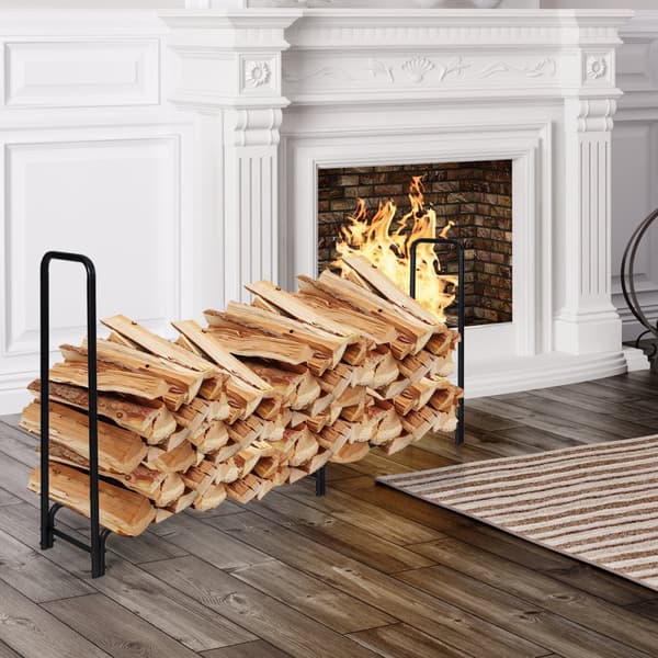Brændeklodsopbevaringsstativ, 248,5cm x 35cm x 122cm, Sort