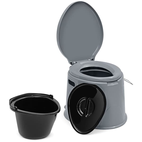 Transportabelt toilet, 41x49x34 cm, Grå