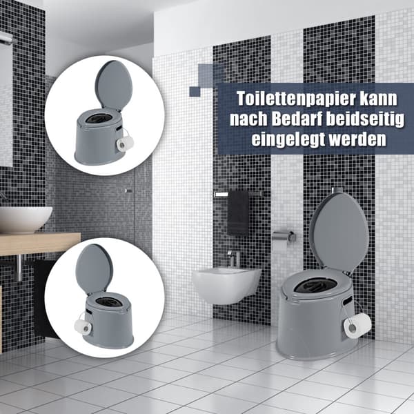 Transportabelt toilet, 41x49x34 cm, Grå