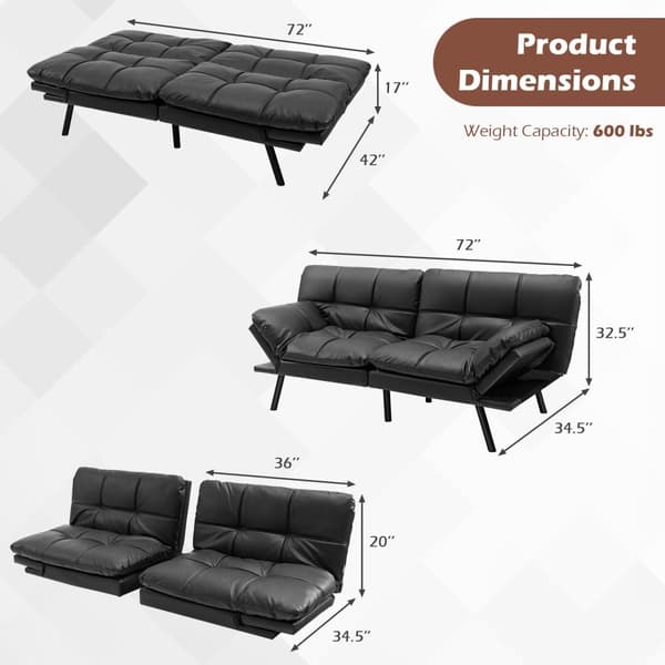 Bäddsoffa Futon, 183x88x83 cm, Svart