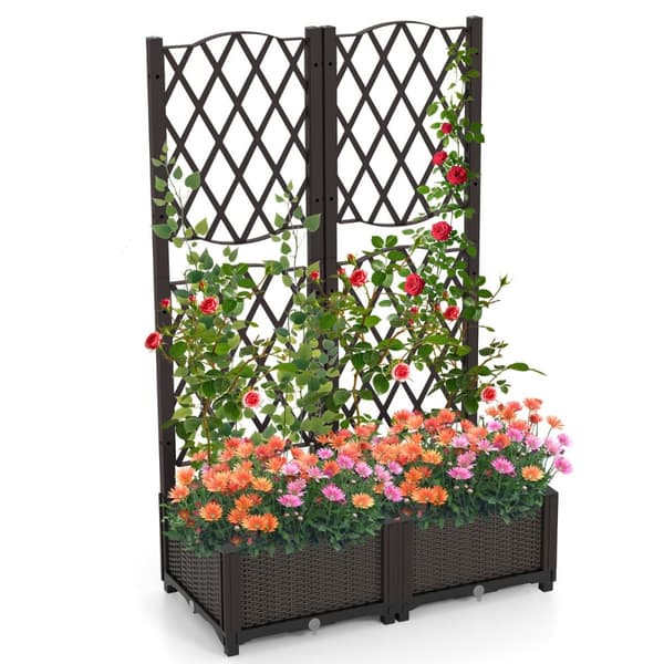Blomlåda med spaljé, 80x40x122 cm, Brun
