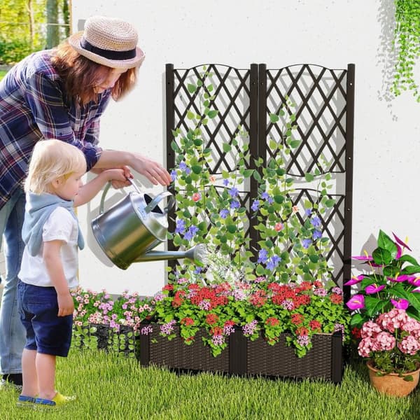 Blomlåda med spaljé, 80x40x122 cm, Brun