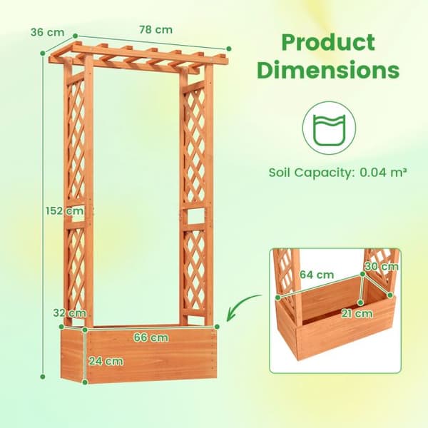 Planter med Espalier, 66x32x152 cm, Orange