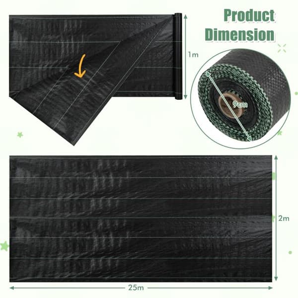 Ukrudtsbarriere Stof, 25x2 m, Sort