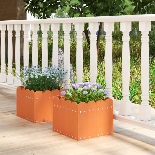 Plantekasse, 12,5x12x10 tommer, Orange, Grå