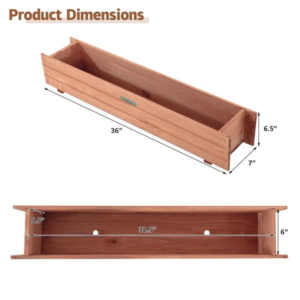 Plantekasse, 36x7x6 tommer, Brun