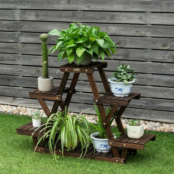 Trä Plantstånd, 39x10x25.5 tum, Kolsvart