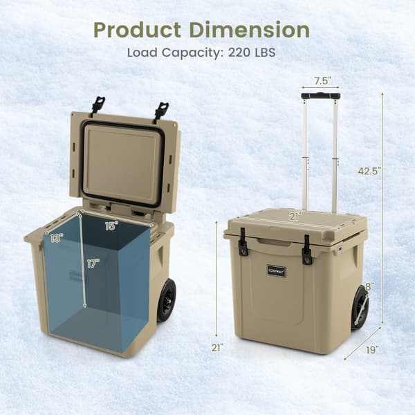 Kylare, 45 Quart Kylare Dragbar Iskista, 15x12x17", Sand