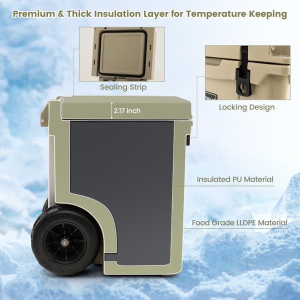 Kylare, 45 Quart Kylare Dragbar Iskista, 15x12x17", Sand