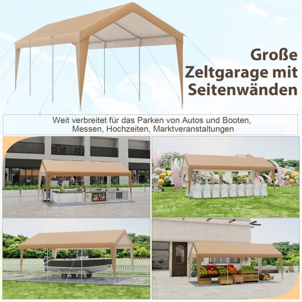 Carport Telt Garage, 600x301x285 cm, Gul