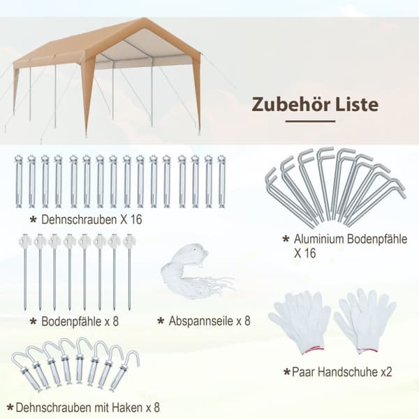 Carport Telt Garage, 600x301x285 cm, Gul