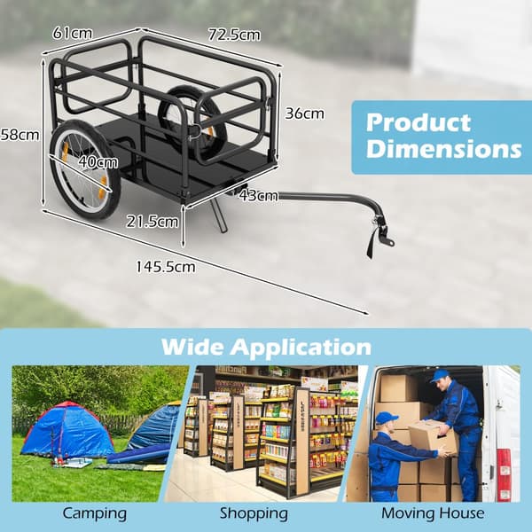 Cykeltrailer, 145,5x61x58 cm, Sort Blå