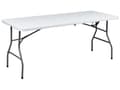 Miniatyrbilde 4 av 11: 4-seters Hagespisesett Hvitt Syntetisk Materiale 180 x 74 cm Bord og 4 Sammenleggbare Stoler med Metallben
