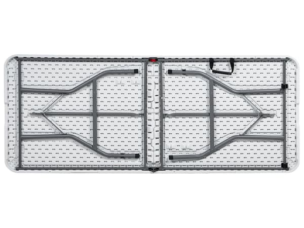 4-seters Hagespisesett Hvitt Syntetisk Materiale 180 x 74 cm Bord og 4 Sammenleggbare Stoler med Metallben