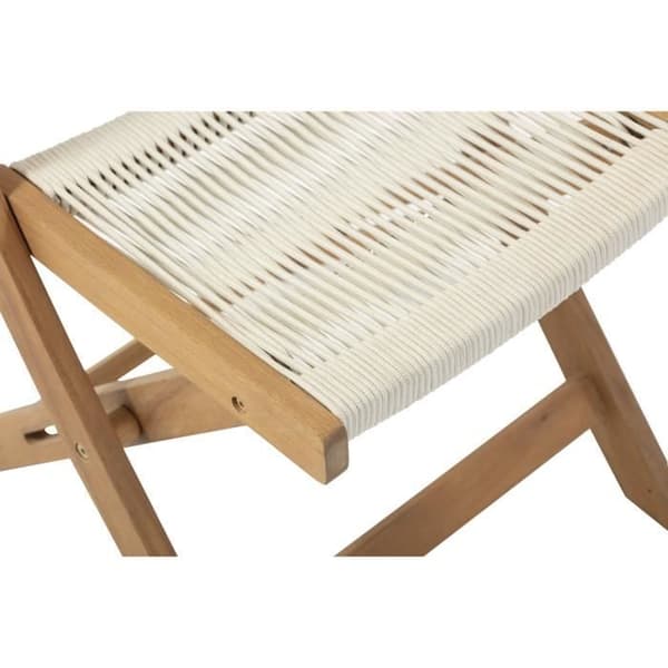 Hopfällbar bistrogrupp i FSC akaciaträ med beige repväv - 2 personer - MAKENA