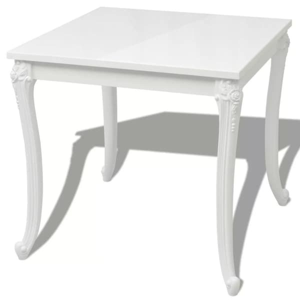 vidaXL Spisebord 80x80x76 cm Høyglans Hvit