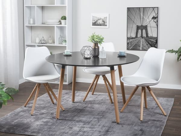 Matbord Svart Bokträ 120 cm Rund Kök Vardagsrum Minimalistisk