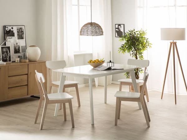 Matbord Vit Träben 150 x 195 x 90 cm Rektangulär Skandinavisk Stil