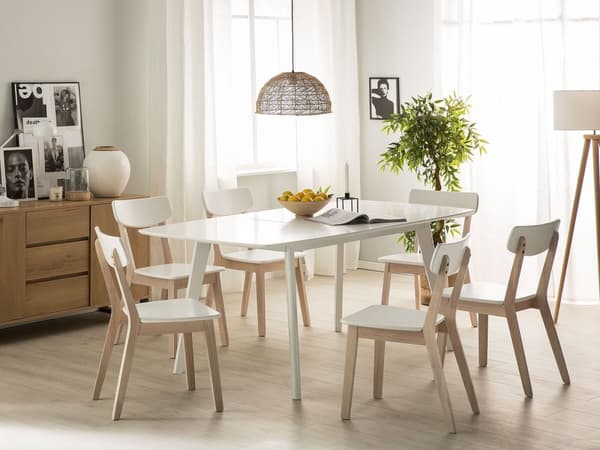 Matbord Vit Träben 150 x 195 x 90 cm Rektangulär Skandinavisk Stil
