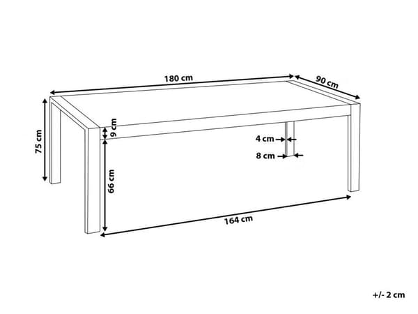 Ruokapöytä valkoinen 180 x 90 x 75 cm rosteriset jalat 6 hengelle MDF-levy