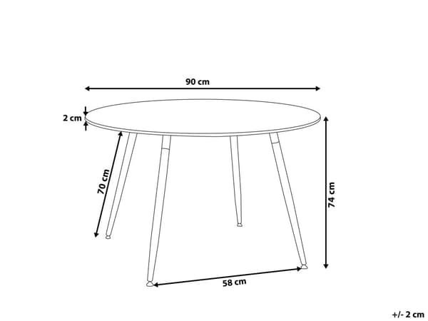 Ruokapöytä musta 90 x 74 x 90 cm MDF-levy pyökkipuu 4 hengelle pyöreä matta lakattu