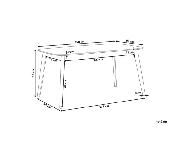 Ruokapöytä tumma puu 150 x 75 x 90 cm MDF-levy kumipuu 4 hengelle puuviilutettu matta